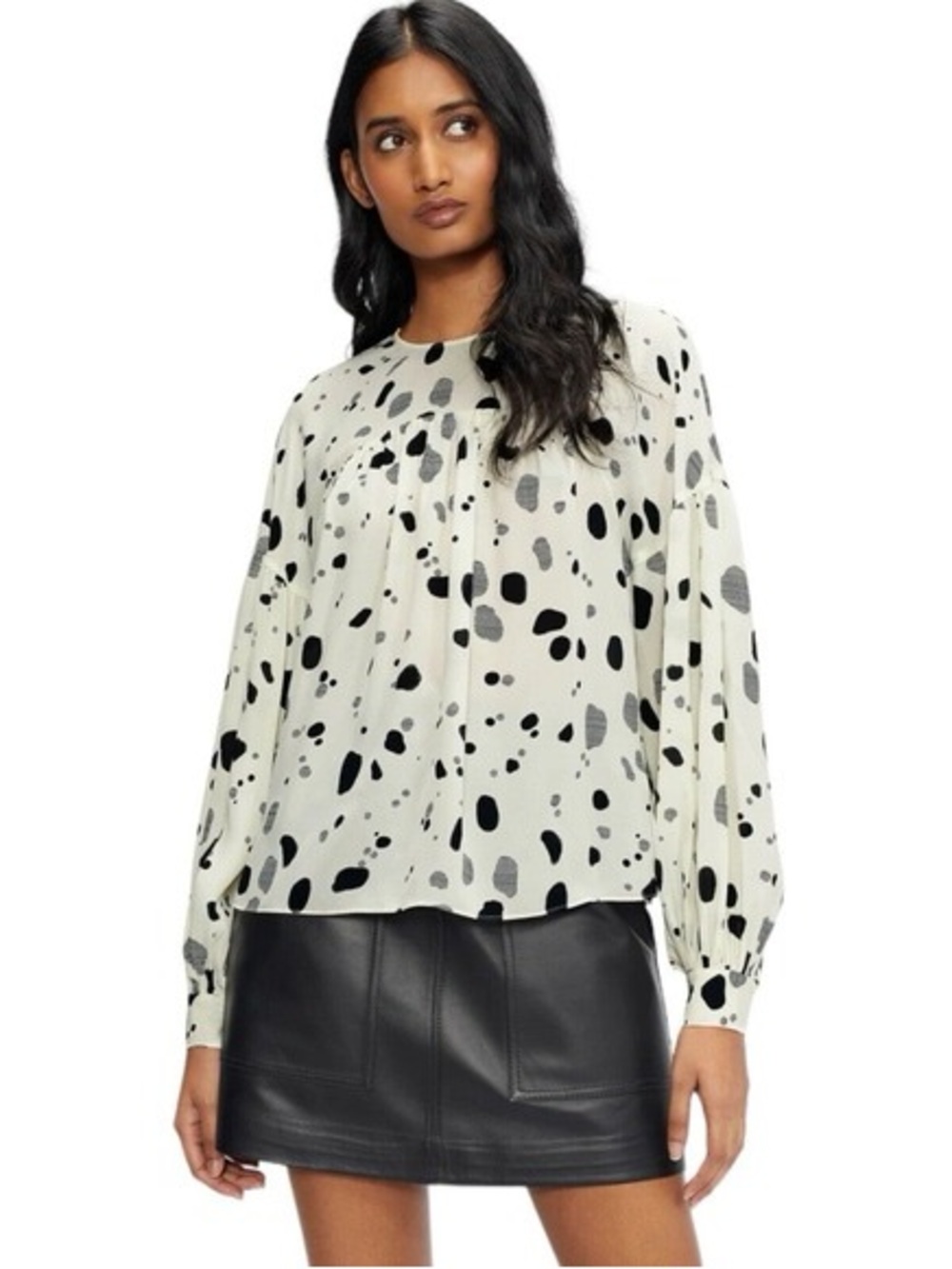 Ted Baker London Ivory Blot Print Long-Sleeve Blouse